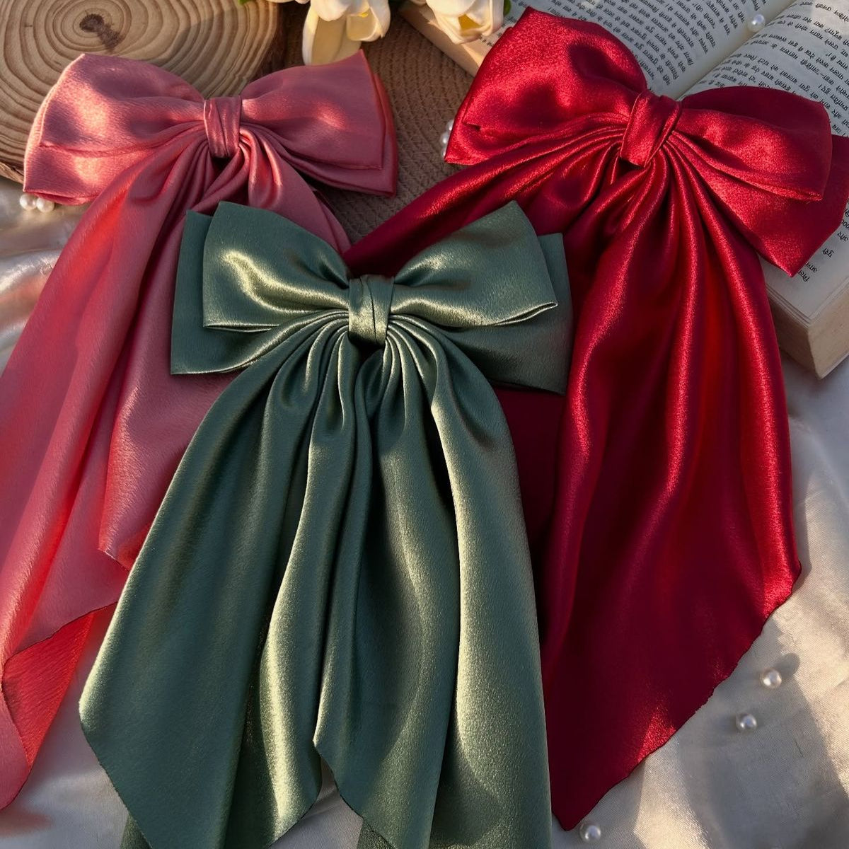 Red Satin Ponytail Hair Accessory