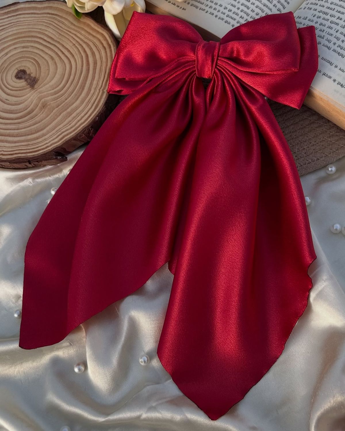 Red Satin Ponytail Hair Accessory